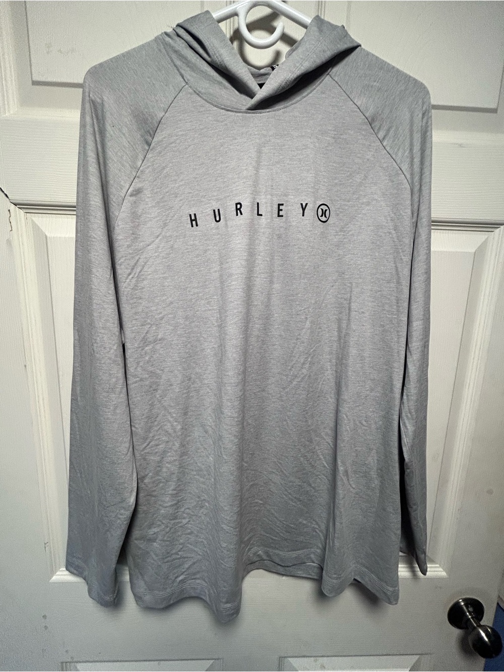 Hurley Light Gray Hooded Lightweight Performance Long Sleeve Pullover